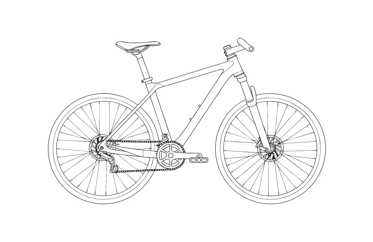 Technical side profile drawing with dimension lines marked A to E